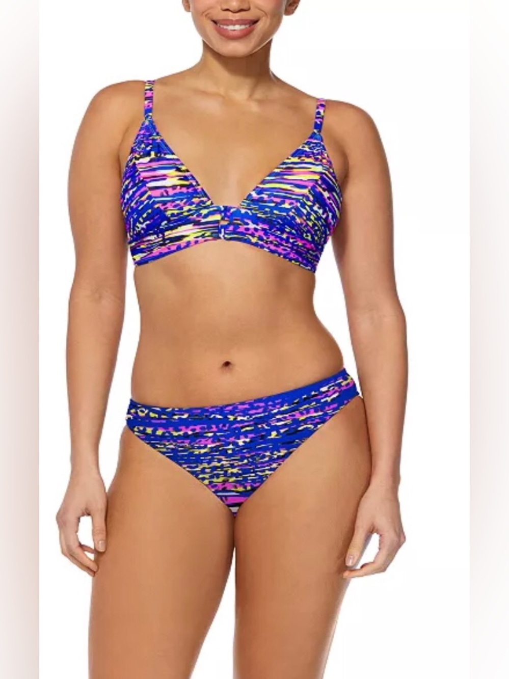 Reebok Blue Multicolor V-Neck Bikini Set